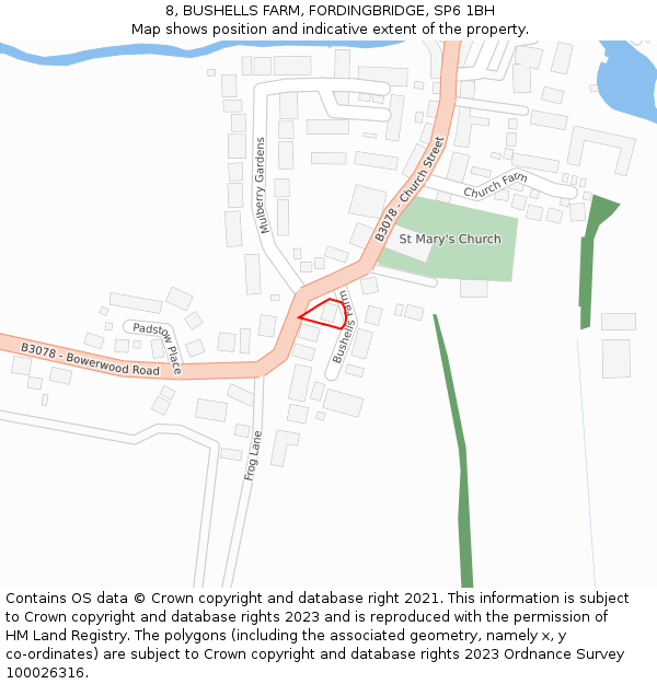 8, BUSHELLS FARM, FORDINGBRIDGE, SP6 1BH: Location map and indicative extent of plot