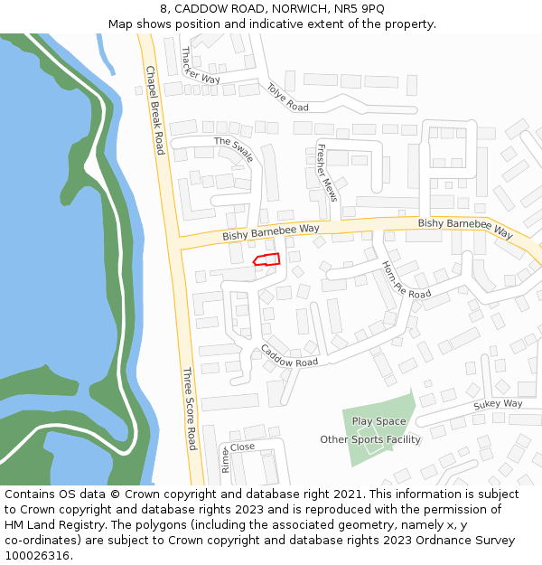 8, CADDOW ROAD, NORWICH, NR5 9PQ: Location map and indicative extent of plot