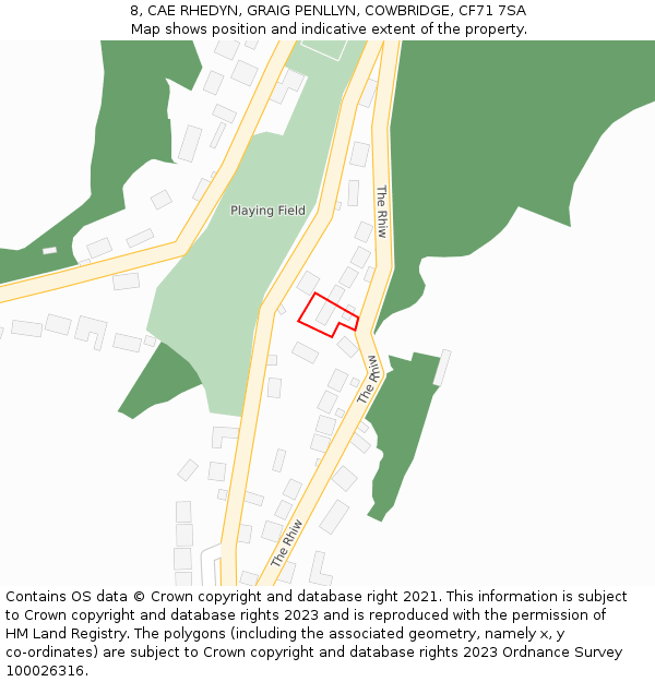 8, CAE RHEDYN, GRAIG PENLLYN, COWBRIDGE, CF71 7SA: Location map and indicative extent of plot