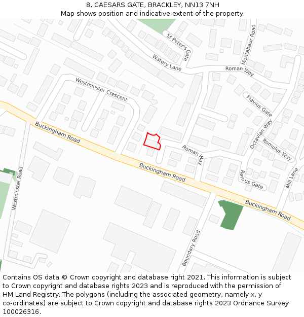 8, CAESARS GATE, BRACKLEY, NN13 7NH: Location map and indicative extent of plot