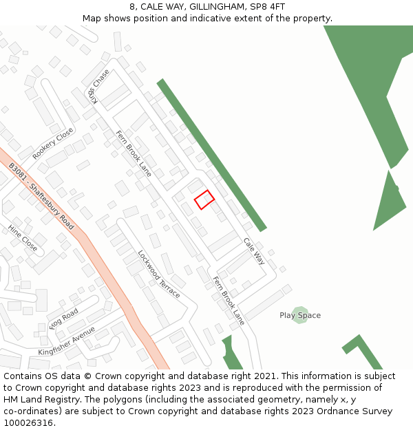 8, CALE WAY, GILLINGHAM, SP8 4FT: Location map and indicative extent of plot