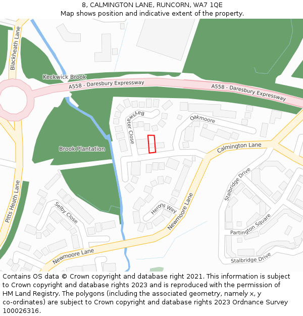 8, CALMINGTON LANE, RUNCORN, WA7 1QE: Location map and indicative extent of plot
