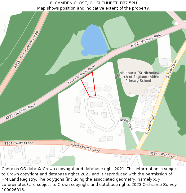 8, CAMDEN CLOSE, CHISLEHURST, BR7 5PH: Location map and indicative extent of plot