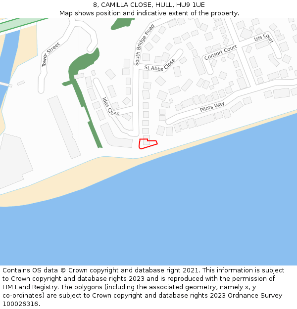 8, CAMILLA CLOSE, HULL, HU9 1UE: Location map and indicative extent of plot