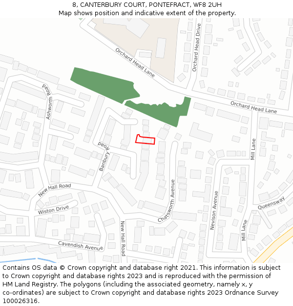 8, CANTERBURY COURT, PONTEFRACT, WF8 2UH: Location map and indicative extent of plot