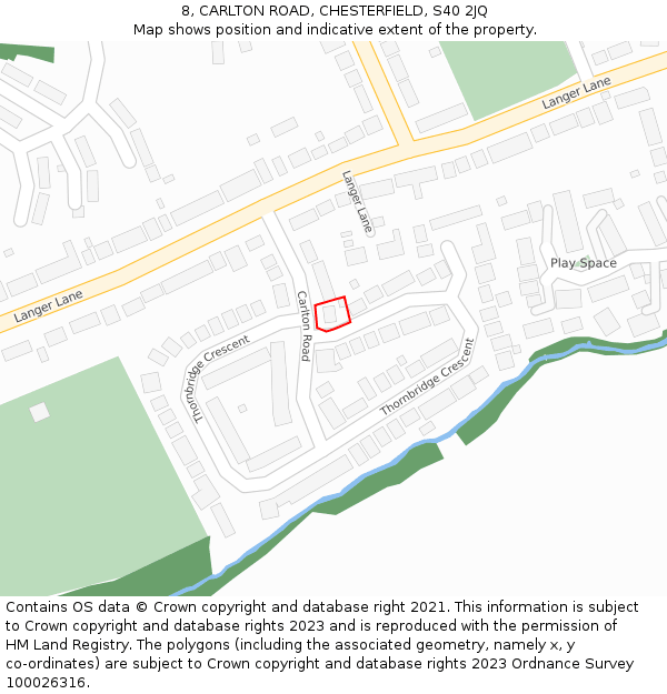 8, CARLTON ROAD, CHESTERFIELD, S40 2JQ: Location map and indicative extent of plot