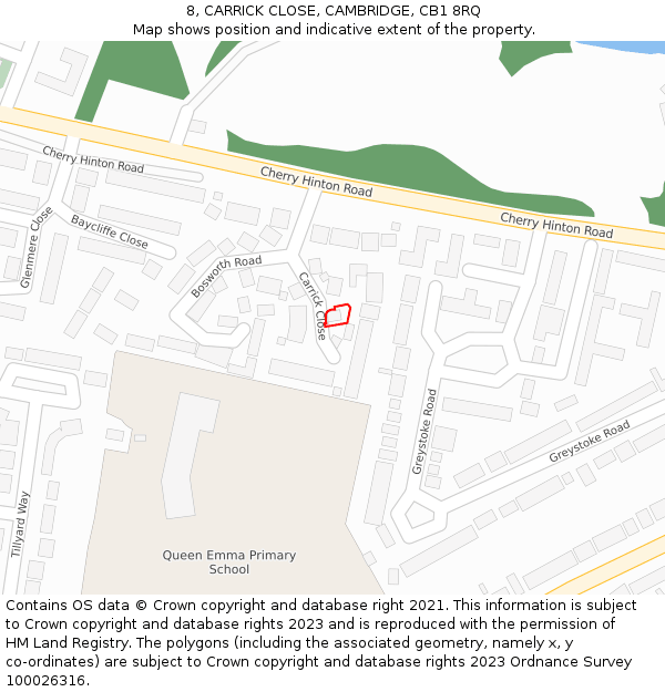 8, CARRICK CLOSE, CAMBRIDGE, CB1 8RQ: Location map and indicative extent of plot