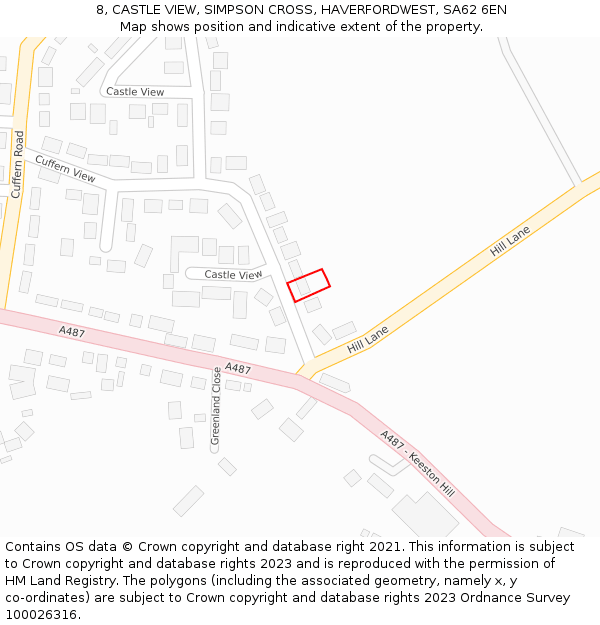 8, CASTLE VIEW, SIMPSON CROSS, HAVERFORDWEST, SA62 6EN: Location map and indicative extent of plot