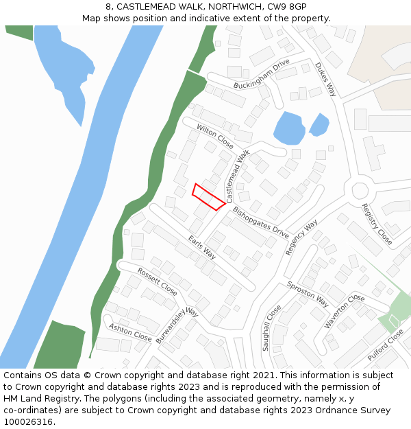 8, CASTLEMEAD WALK, NORTHWICH, CW9 8GP: Location map and indicative extent of plot