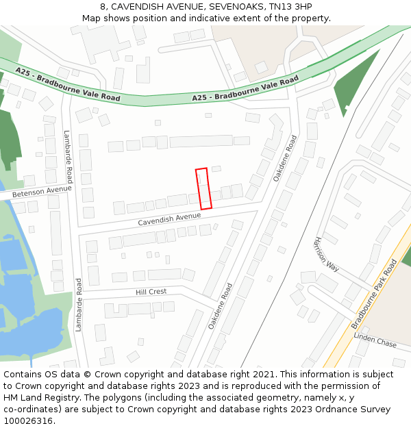 8, CAVENDISH AVENUE, SEVENOAKS, TN13 3HP: Location map and indicative extent of plot