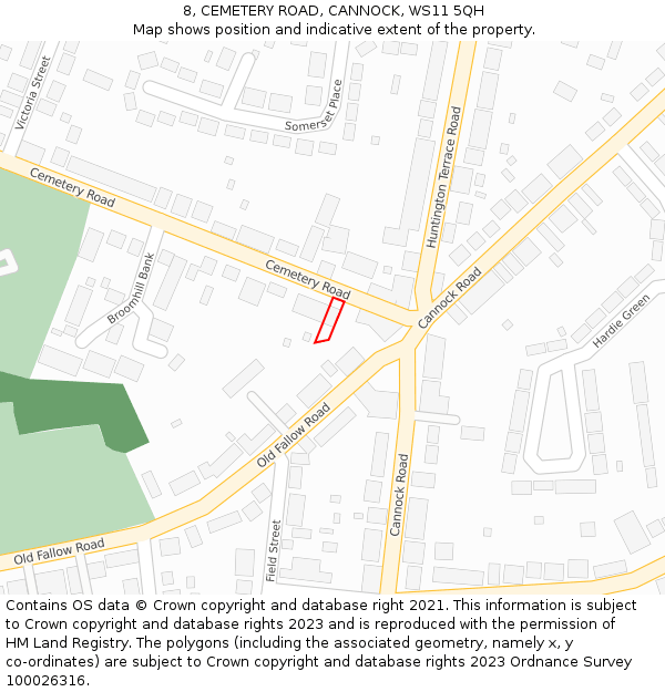 8, CEMETERY ROAD, CANNOCK, WS11 5QH: Location map and indicative extent of plot
