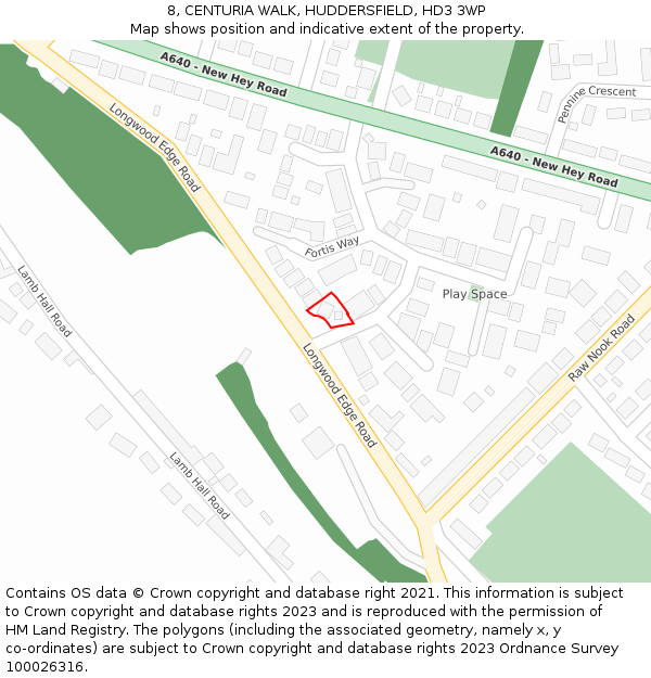 8, CENTURIA WALK, HUDDERSFIELD, HD3 3WP: Location map and indicative extent of plot