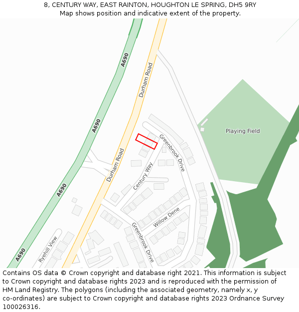 8, CENTURY WAY, EAST RAINTON, HOUGHTON LE SPRING, DH5 9RY: Location map and indicative extent of plot