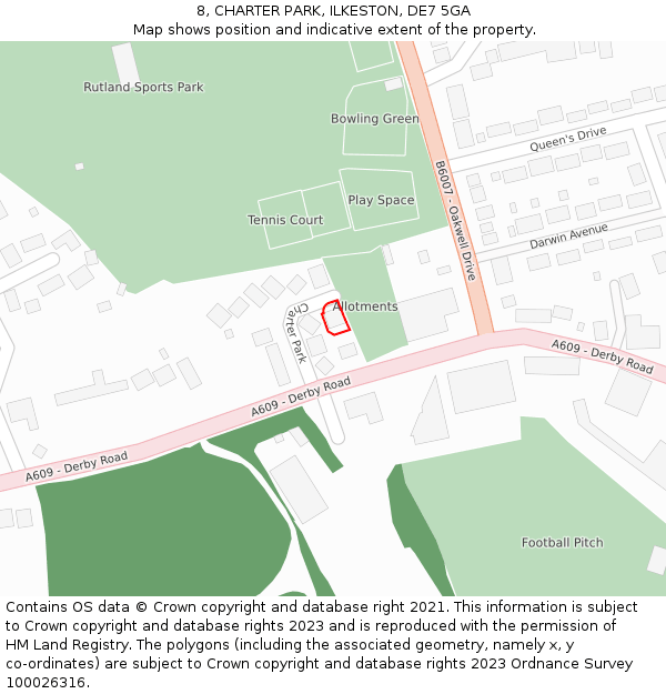 8, CHARTER PARK, ILKESTON, DE7 5GA: Location map and indicative extent of plot