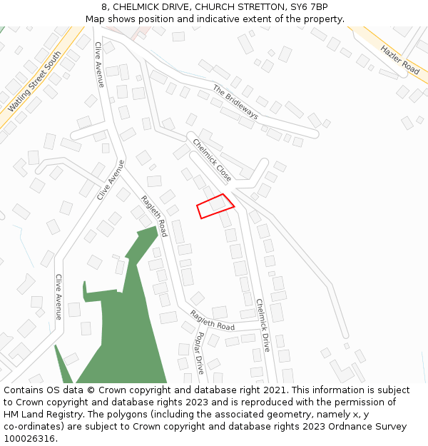 8, CHELMICK DRIVE, CHURCH STRETTON, SY6 7BP: Location map and indicative extent of plot