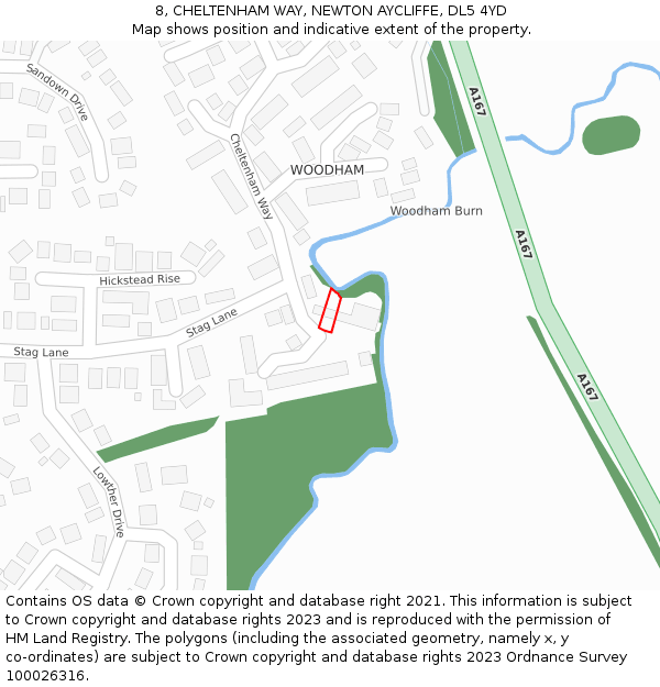 8, CHELTENHAM WAY, NEWTON AYCLIFFE, DL5 4YD: Location map and indicative extent of plot