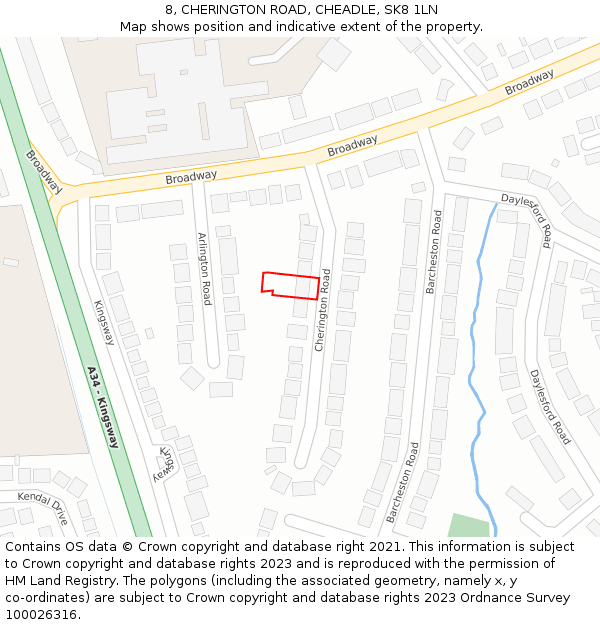 8, CHERINGTON ROAD, CHEADLE, SK8 1LN: Location map and indicative extent of plot