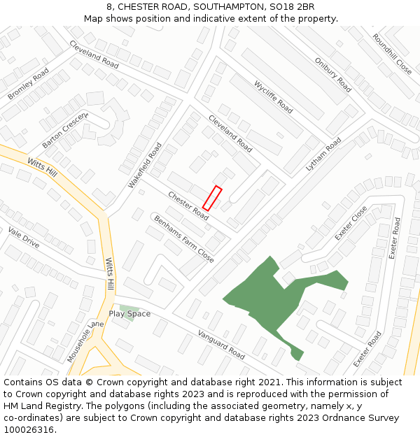 8, CHESTER ROAD, SOUTHAMPTON, SO18 2BR: Location map and indicative extent of plot