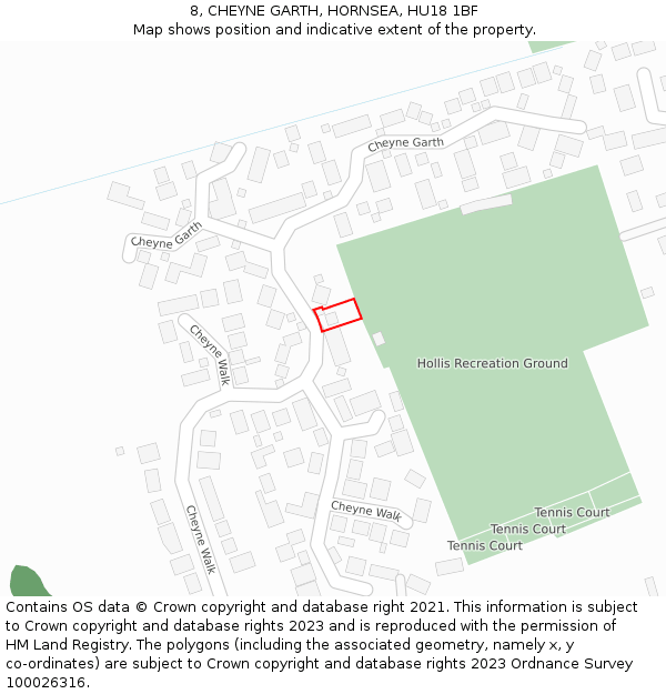 8, CHEYNE GARTH, HORNSEA, HU18 1BF: Location map and indicative extent of plot