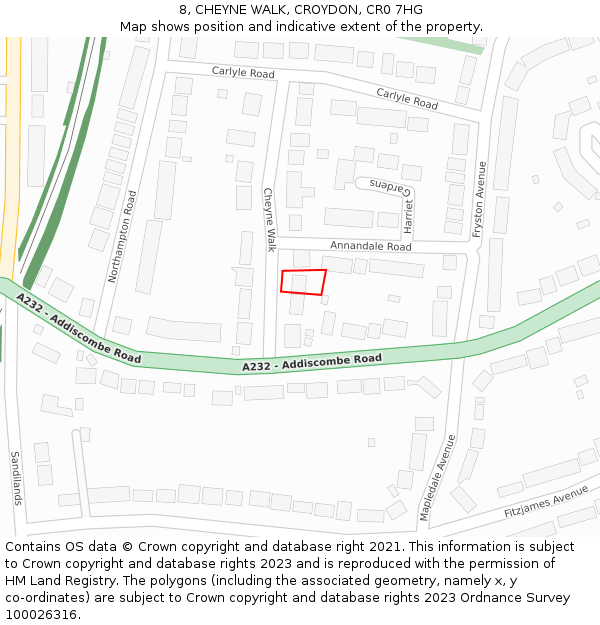 8, CHEYNE WALK, CROYDON, CR0 7HG: Location map and indicative extent of plot