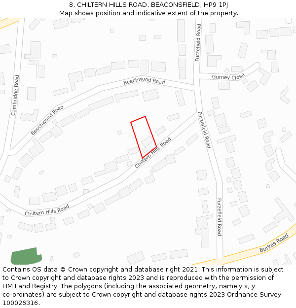 8, CHILTERN HILLS ROAD, BEACONSFIELD, HP9 1PJ: Location map and indicative extent of plot