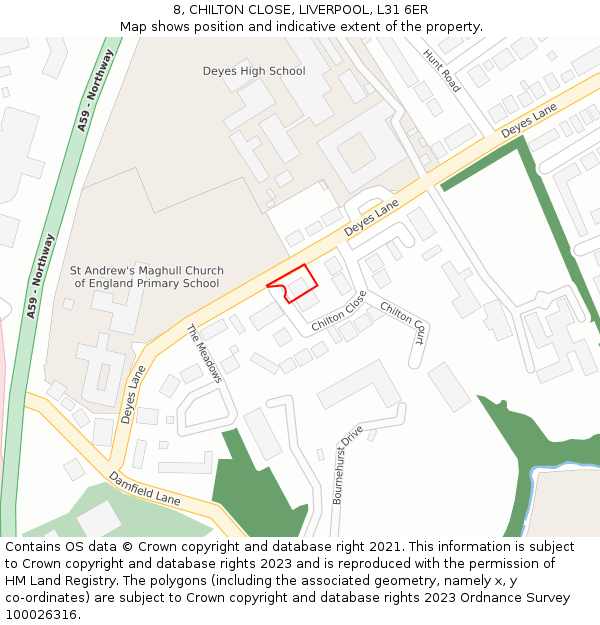 8, CHILTON CLOSE, LIVERPOOL, L31 6ER: Location map and indicative extent of plot