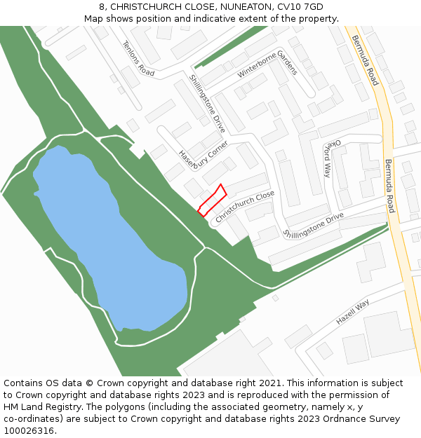 8, CHRISTCHURCH CLOSE, NUNEATON, CV10 7GD: Location map and indicative extent of plot