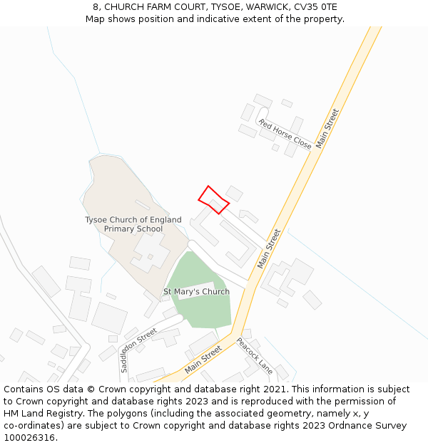 8, CHURCH FARM COURT, TYSOE, WARWICK, CV35 0TE: Location map and indicative extent of plot