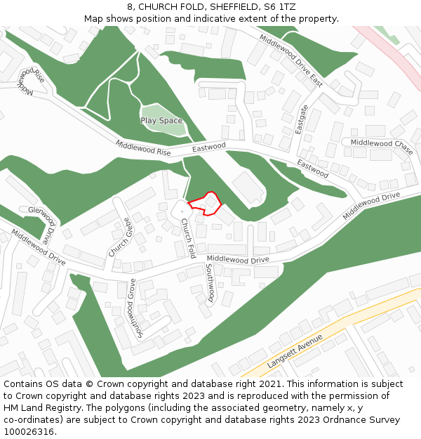 8, CHURCH FOLD, SHEFFIELD, S6 1TZ: Location map and indicative extent of plot