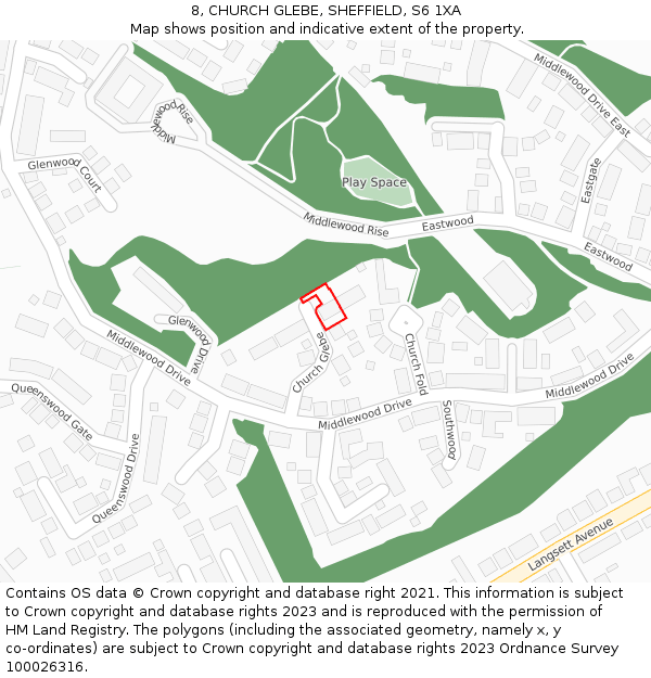 8, CHURCH GLEBE, SHEFFIELD, S6 1XA: Location map and indicative extent of plot