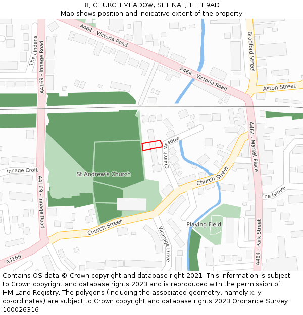 8, CHURCH MEADOW, SHIFNAL, TF11 9AD: Location map and indicative extent of plot