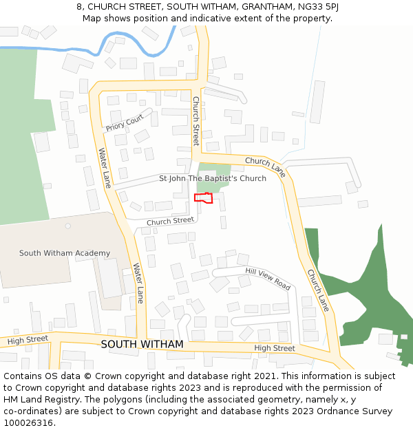 8, CHURCH STREET, SOUTH WITHAM, GRANTHAM, NG33 5PJ: Location map and indicative extent of plot