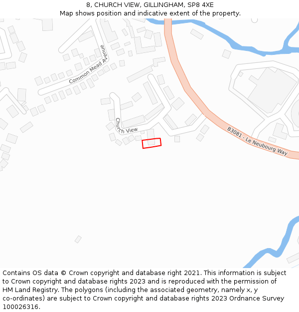 8, CHURCH VIEW, GILLINGHAM, SP8 4XE: Location map and indicative extent of plot