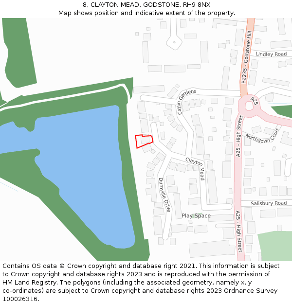 8, CLAYTON MEAD, GODSTONE, RH9 8NX: Location map and indicative extent of plot