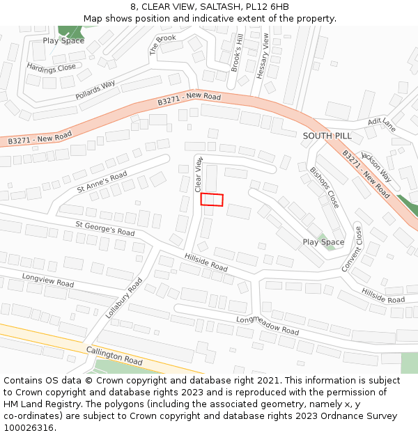 8, CLEAR VIEW, SALTASH, PL12 6HB: Location map and indicative extent of plot