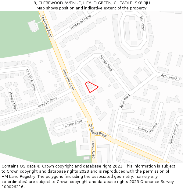 8, CLEREWOOD AVENUE, HEALD GREEN, CHEADLE, SK8 3JU: Location map and indicative extent of plot