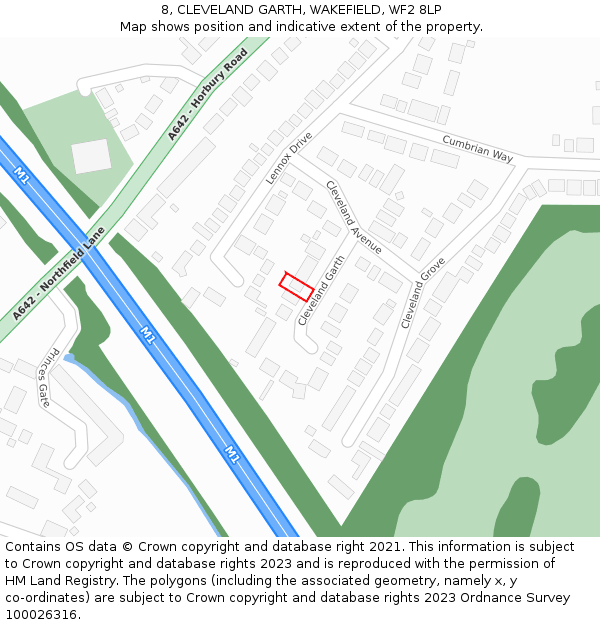 8, CLEVELAND GARTH, WAKEFIELD, WF2 8LP: Location map and indicative extent of plot