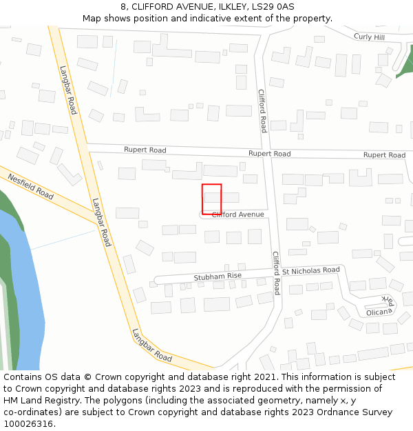 8, CLIFFORD AVENUE, ILKLEY, LS29 0AS: Location map and indicative extent of plot