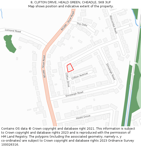 8, CLIFTON DRIVE, HEALD GREEN, CHEADLE, SK8 3UF: Location map and indicative extent of plot