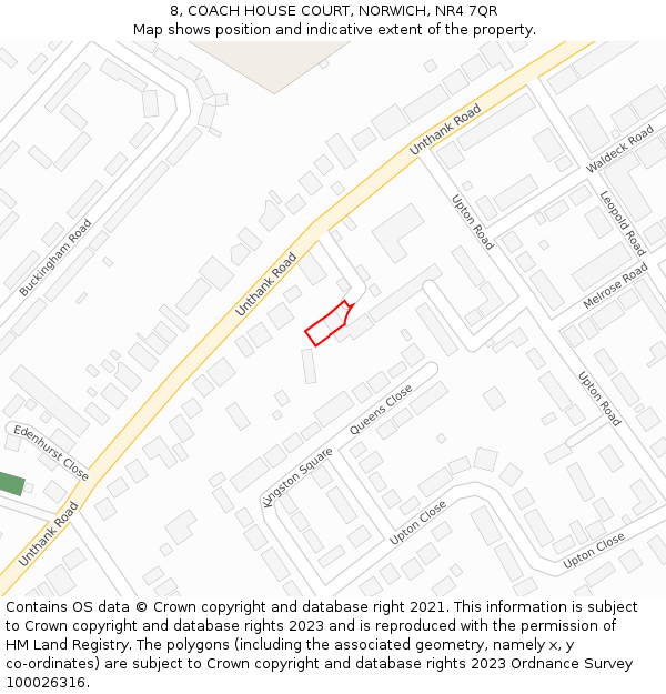 8, COACH HOUSE COURT, NORWICH, NR4 7QR: Location map and indicative extent of plot