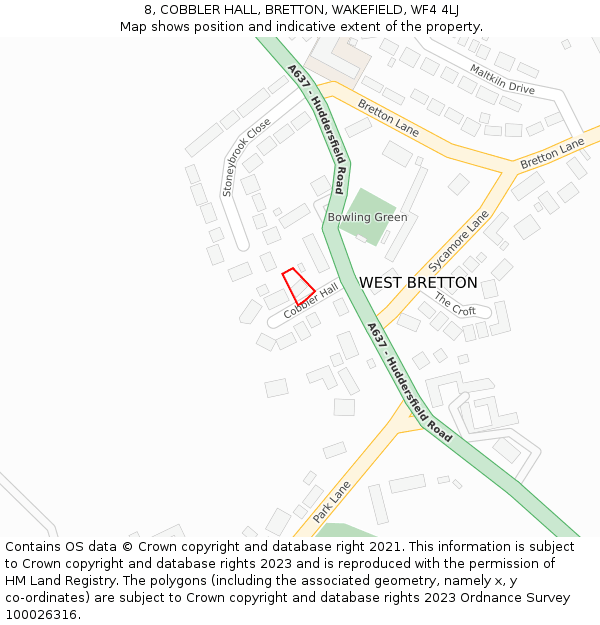 8, COBBLER HALL, BRETTON, WAKEFIELD, WF4 4LJ: Location map and indicative extent of plot