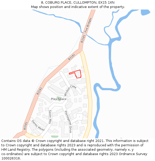 8, COBURG PLACE, CULLOMPTON, EX15 1XN: Location map and indicative extent of plot