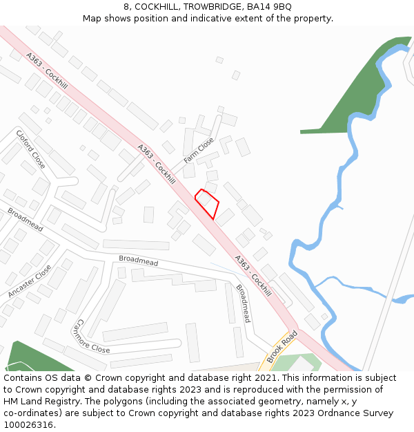 8, COCKHILL, TROWBRIDGE, BA14 9BQ: Location map and indicative extent of plot