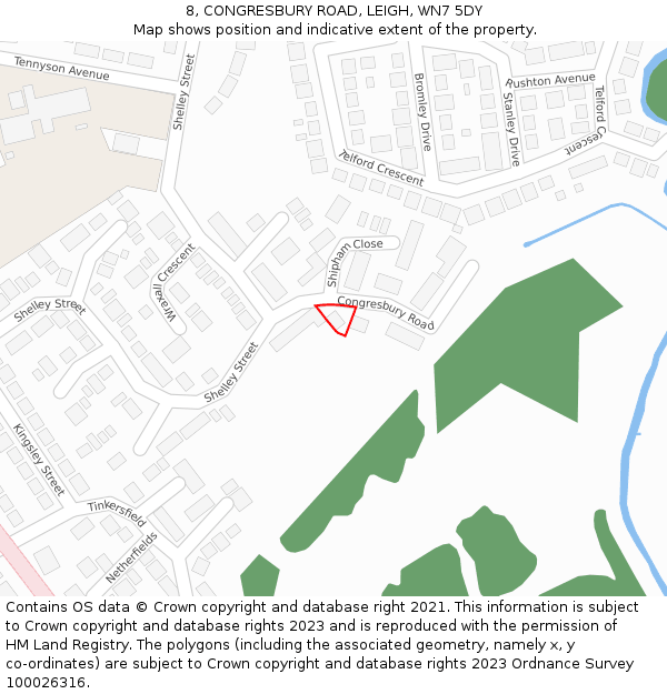 8, CONGRESBURY ROAD, LEIGH, WN7 5DY: Location map and indicative extent of plot