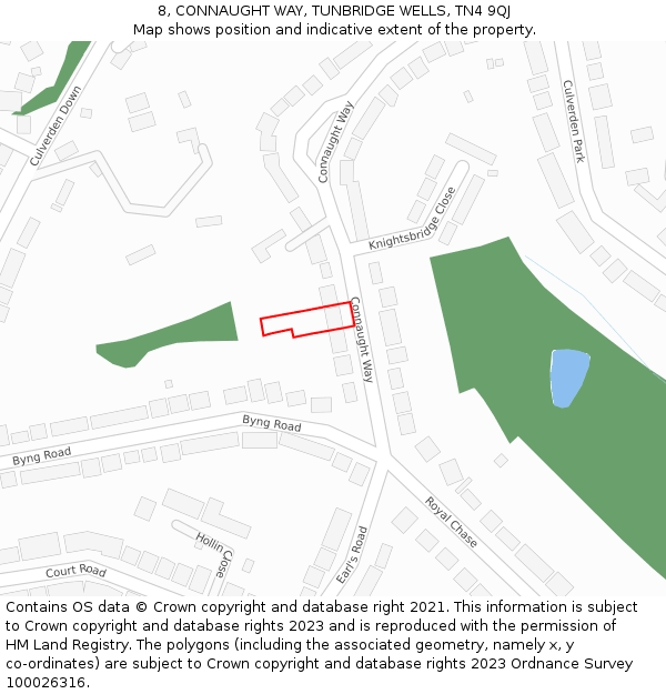 8, CONNAUGHT WAY, TUNBRIDGE WELLS, TN4 9QJ: Location map and indicative extent of plot