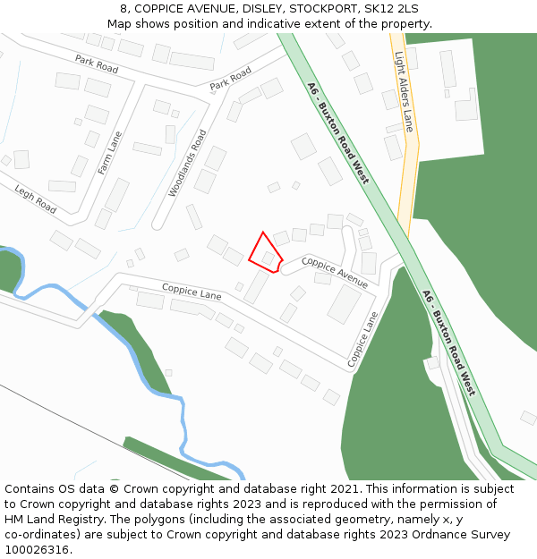 8, COPPICE AVENUE, DISLEY, STOCKPORT, SK12 2LS: Location map and indicative extent of plot