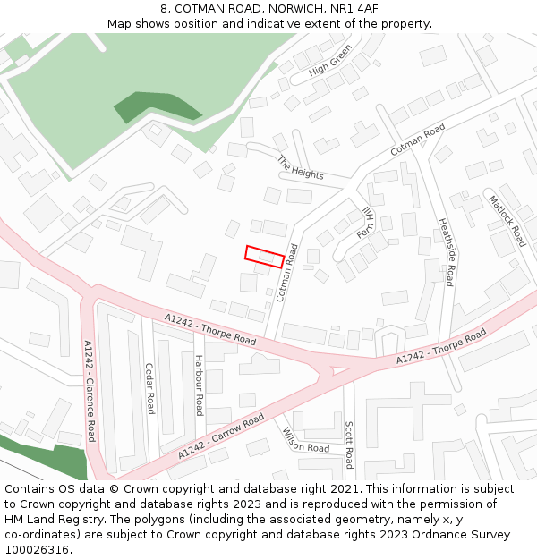 8, COTMAN ROAD, NORWICH, NR1 4AF: Location map and indicative extent of plot