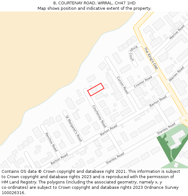 8, COURTENAY ROAD, WIRRAL, CH47 1HD: Location map and indicative extent of plot