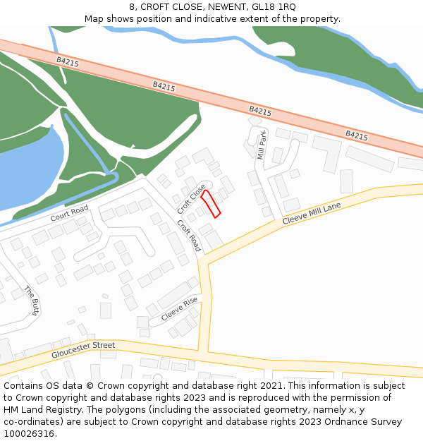 8, CROFT CLOSE, NEWENT, GL18 1RQ: Location map and indicative extent of plot