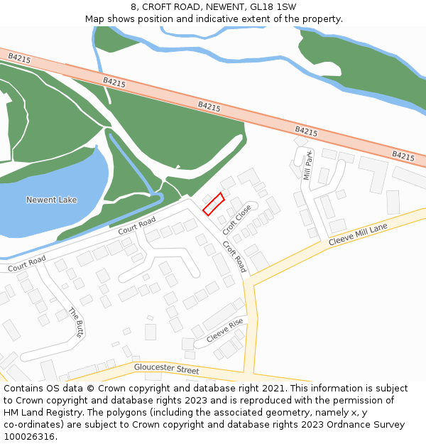 8, CROFT ROAD, NEWENT, GL18 1SW: Location map and indicative extent of plot